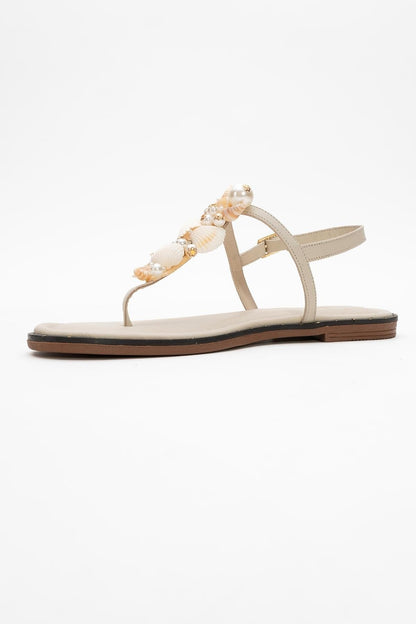 JOE Beige Leather Thong Sandal (Women)