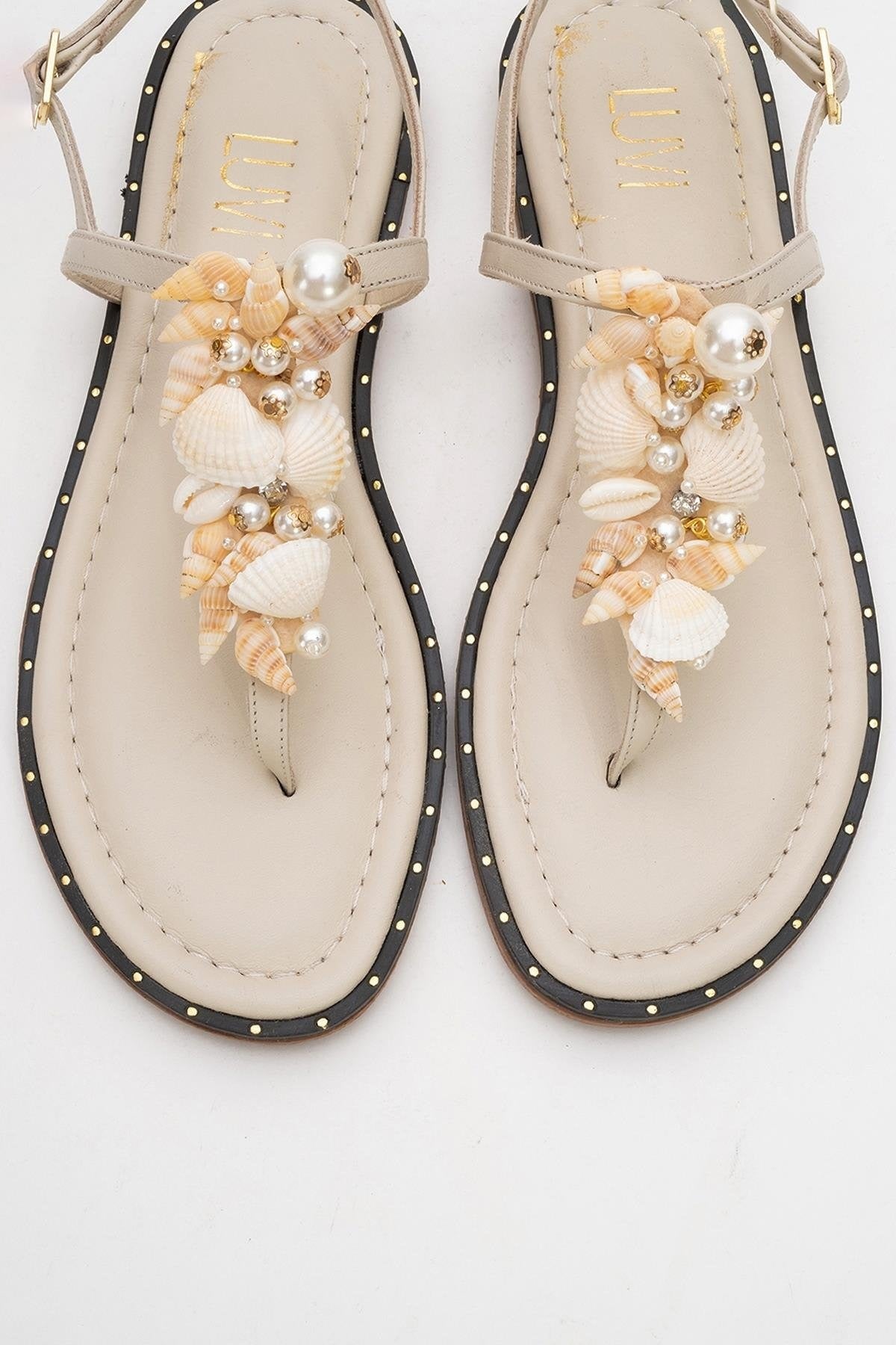 JOE Beige Leather Thong Sandal (Women)