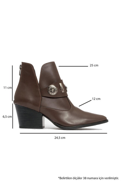 Kenda Brown Buckle Block Heel Boot (Women)