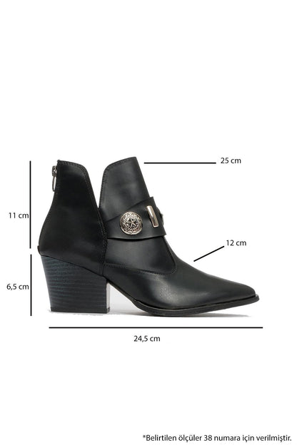 Kenda Black Buckle Block Heel Boot (Women)