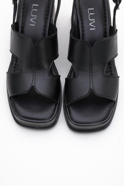 Zennia Black Leather Platform Sandal (Women)