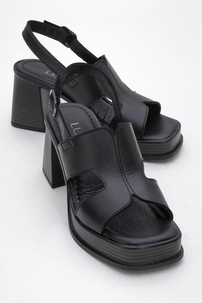 Zennia Black Leather Platform Sandal (Women)