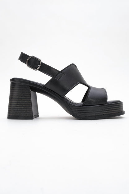 Zennia Black Leather Platform Sandal (Women)