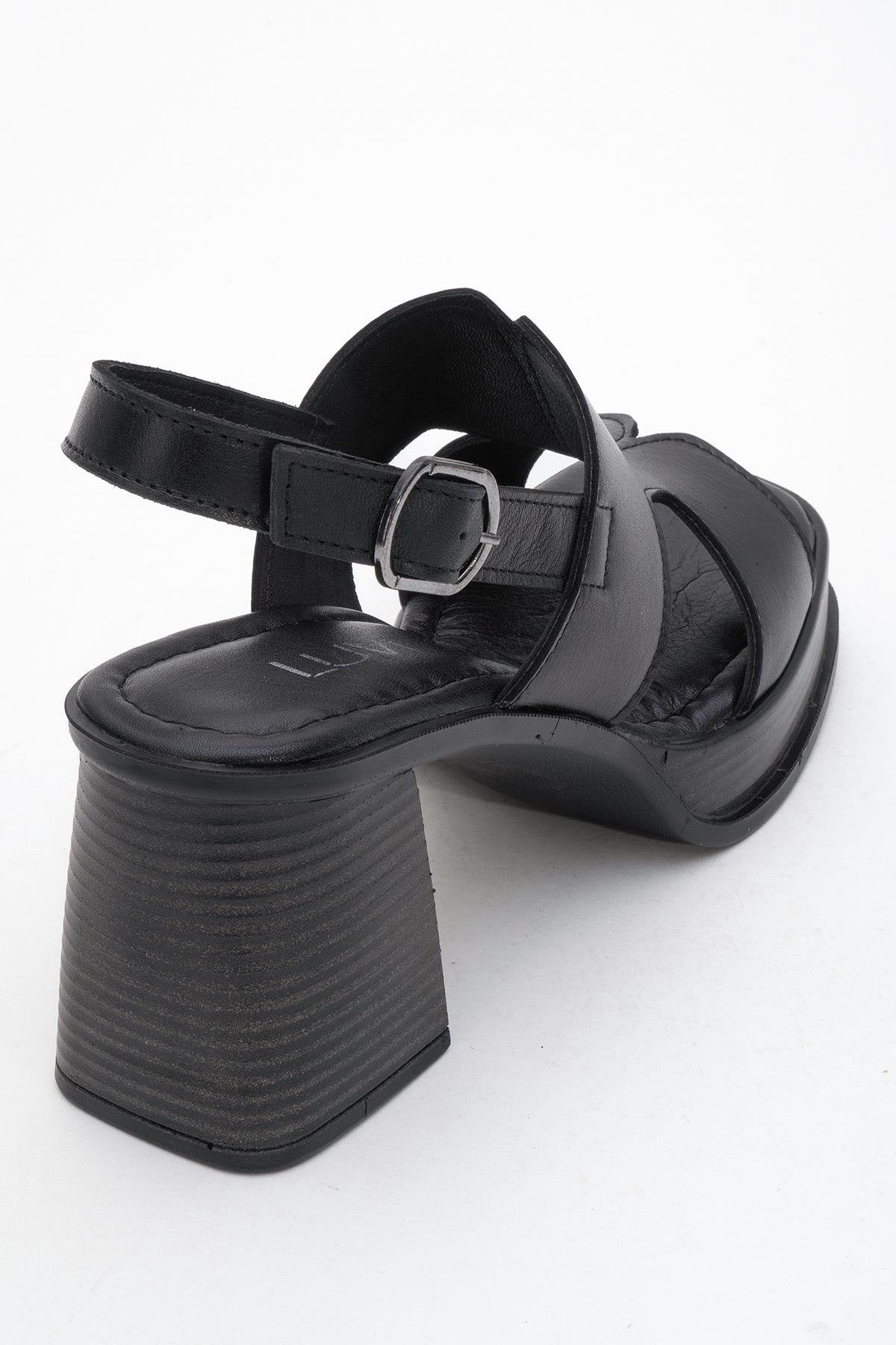 Zennia Black Leather Platform Sandal (Women)