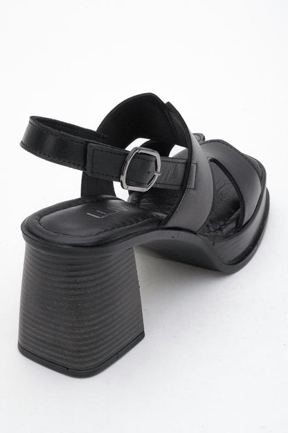 Zennia Black Leather Platform Sandal (Women)