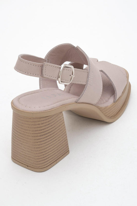 Zennia Beige Leather Platform Sandal (Women)