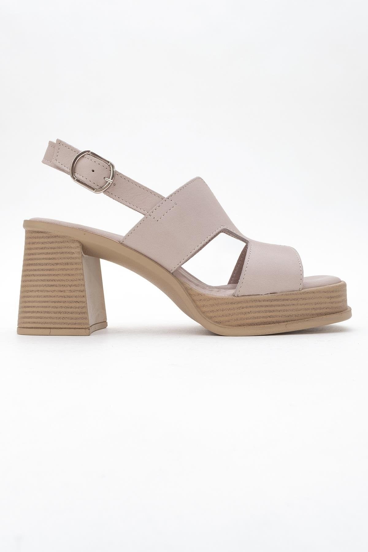 Zennia Beige Leather Platform Sandal (Women)