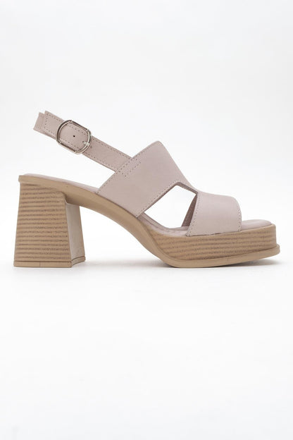 Zennia Beige Leather Platform Sandal (Women)