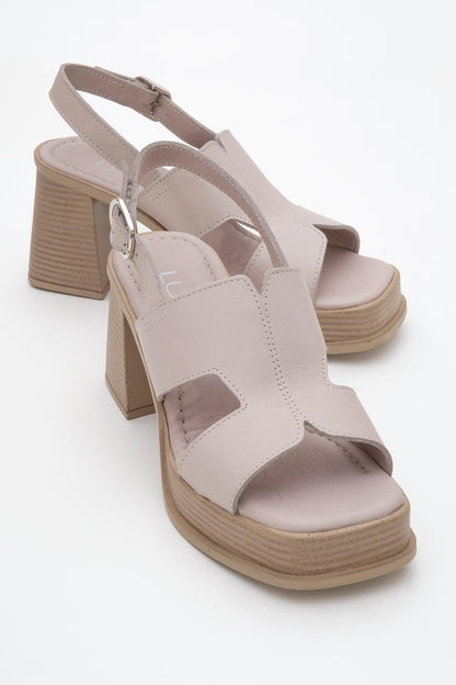 Zennia Beige Leather Platform Sandal (Women)
