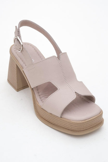 Zennia Beige Leather Platform Sandal (Women)