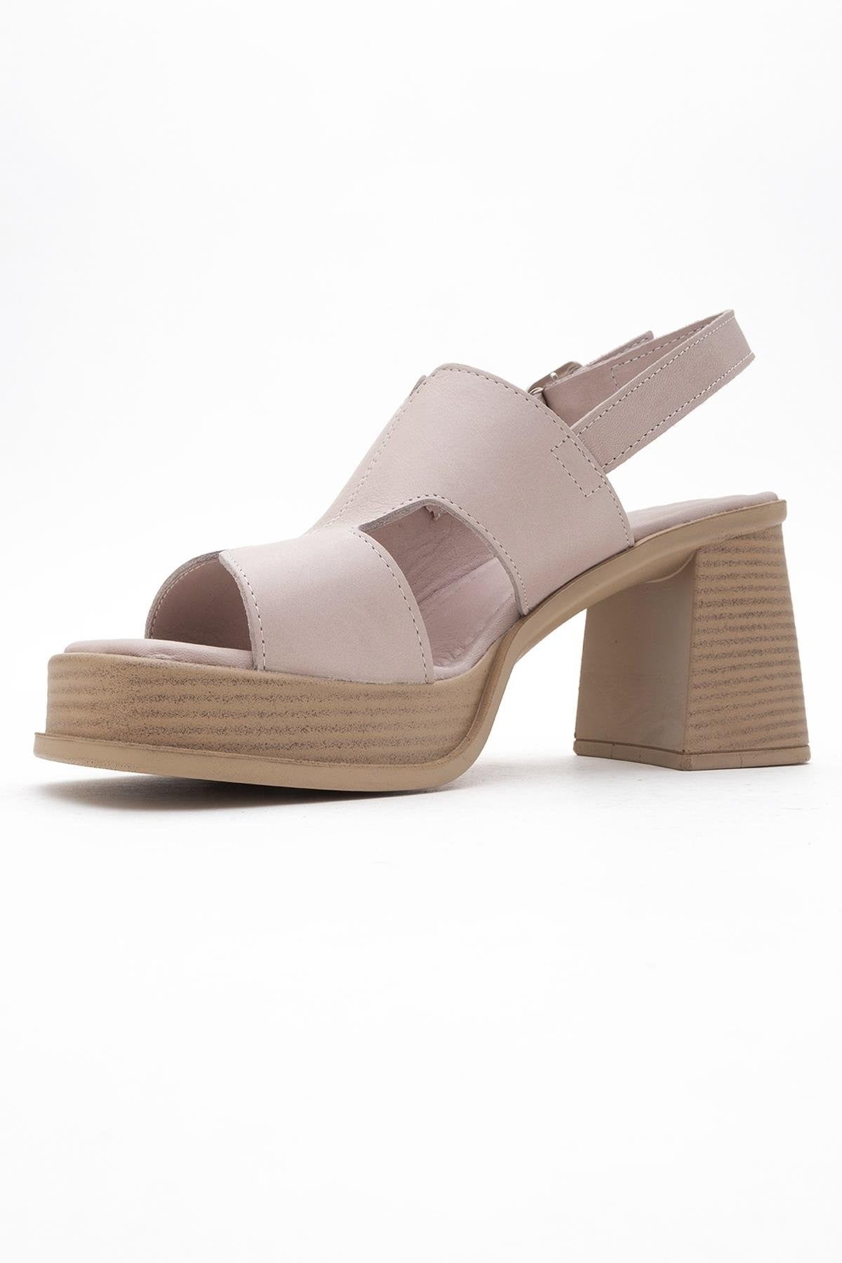 Zennia Beige Leather Platform Sandal (Women)