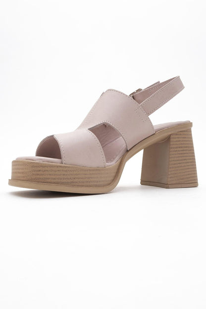 Zennia Beige Leather Platform Sandal (Women)
