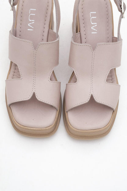 Zennia Beige Leather Platform Sandal (Women)