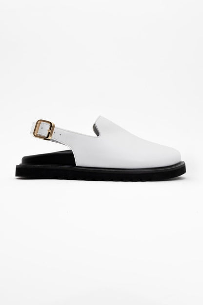 Laby - White Leather Clogs (Women)