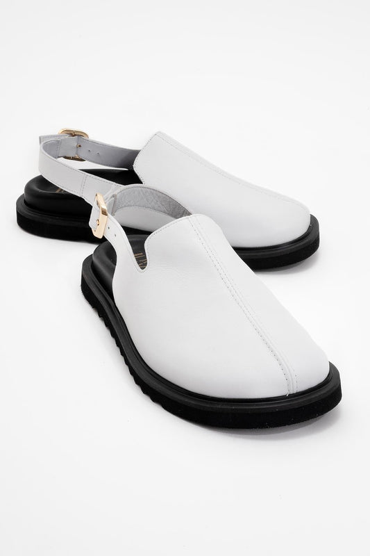 Laby - White Leather Clogs (Women)