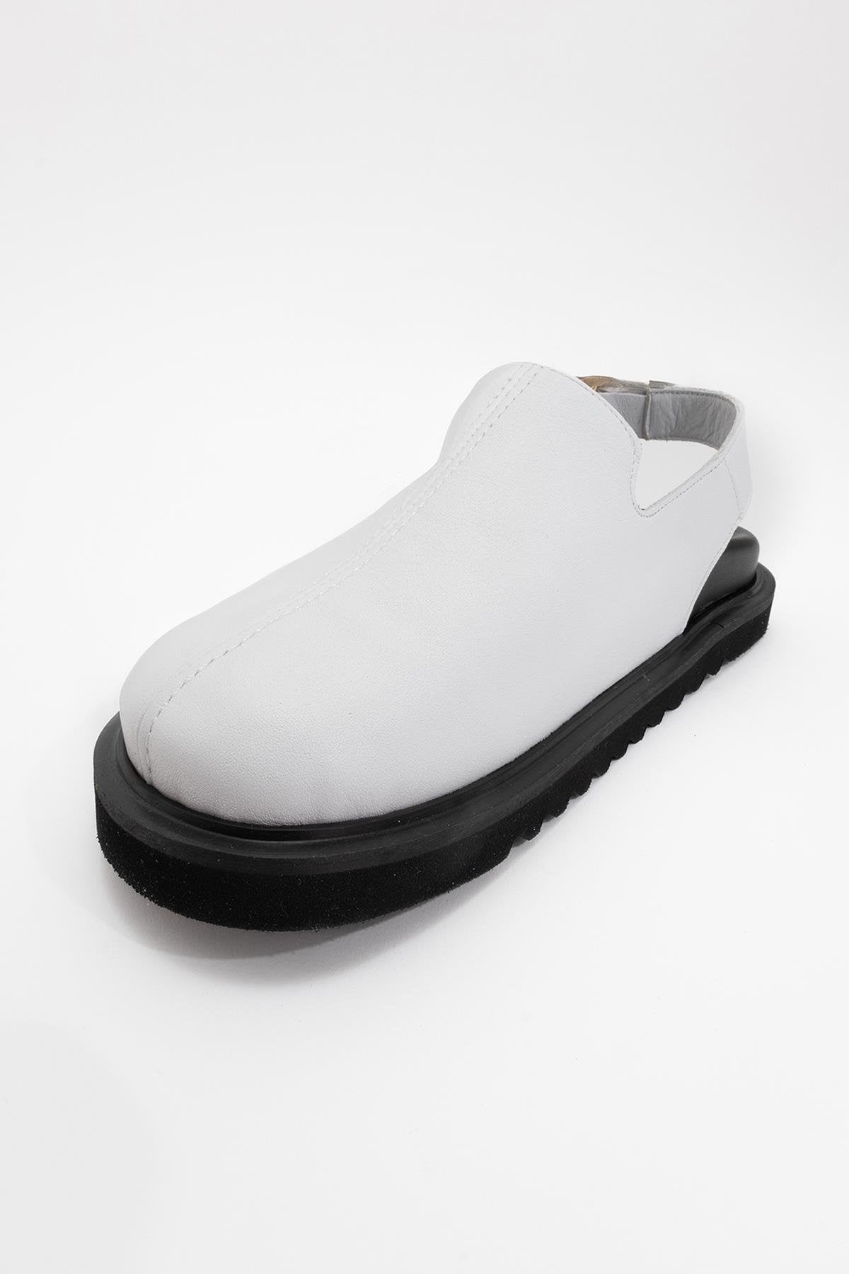 Laby - White Leather Clogs (Women)