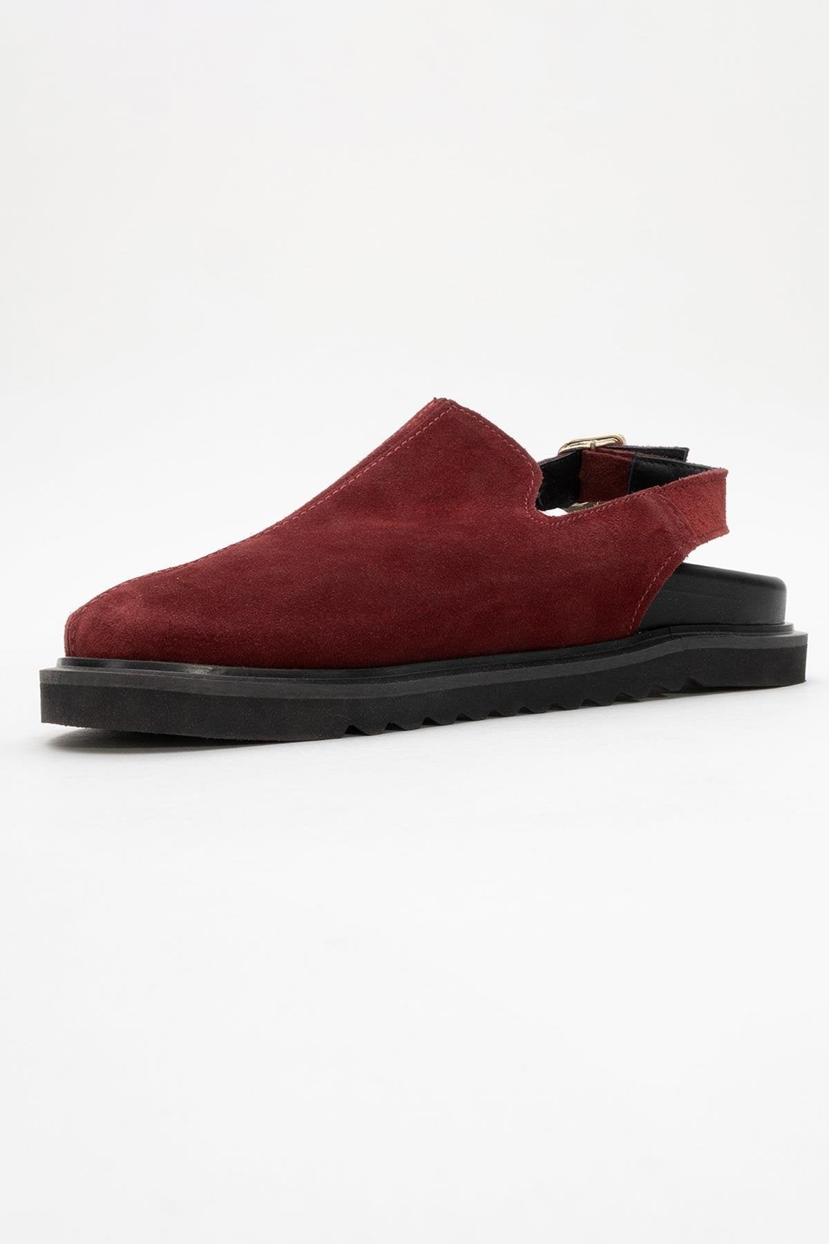 Laby - Burgundy Suede Leather Clogs (Women)