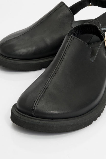 Laby - Black Leather Clogs (Women)