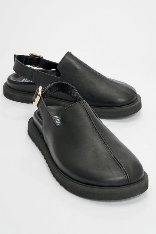 Laby - Black Leather Clogs (Women)