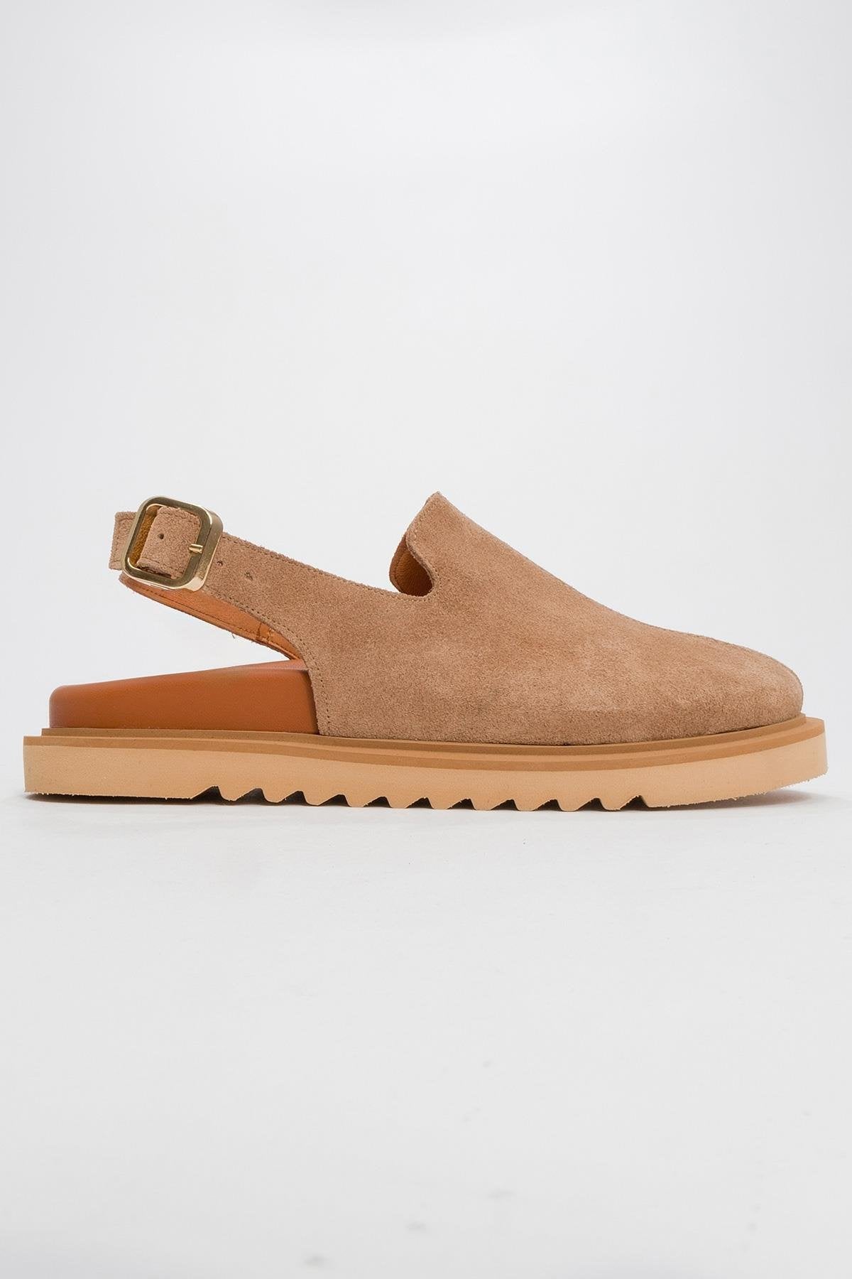 Laby - Cognac Brown Suede Leather Clogs (Women)