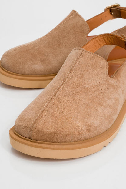 Laby - Cognac Brown Suede Leather Clogs (Women)