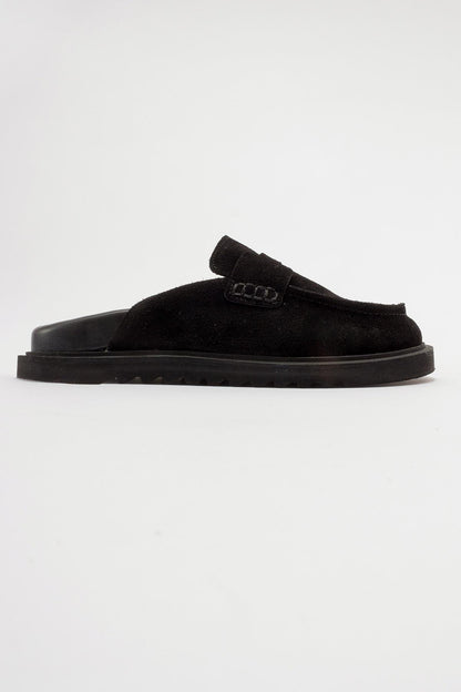 Laven - Black Suede Leather Clogs (Women)