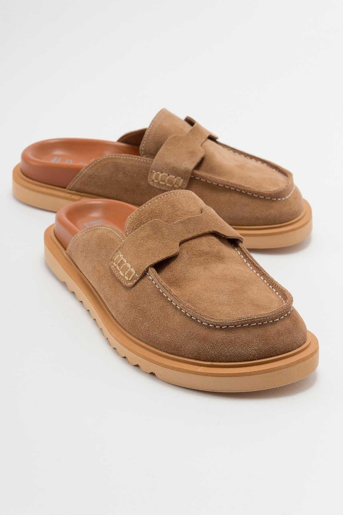 Laven - Cognac Brown Suede Leather Clogs (Women)
