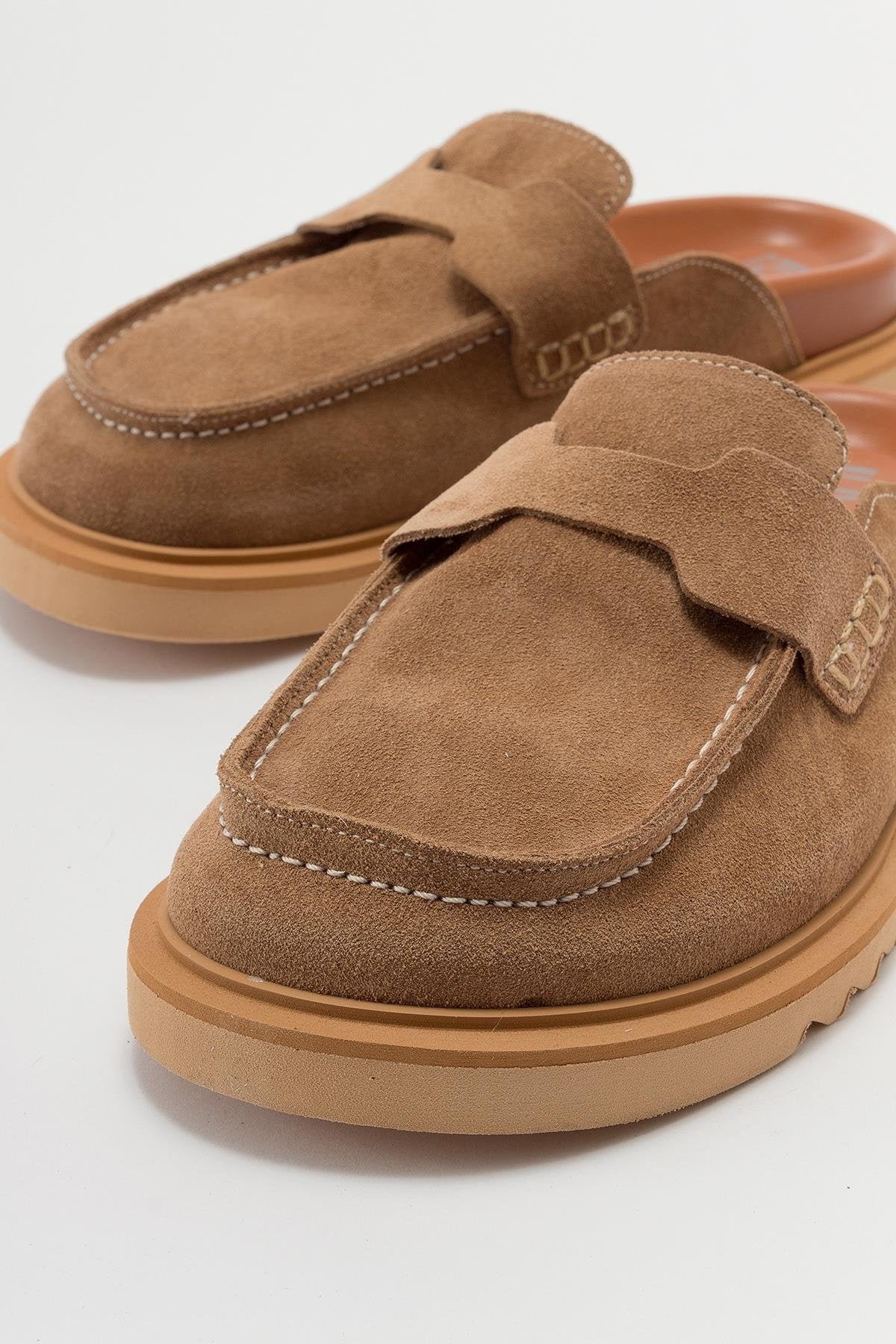 Laven - Cognac Brown Suede Leather Clogs (Women)