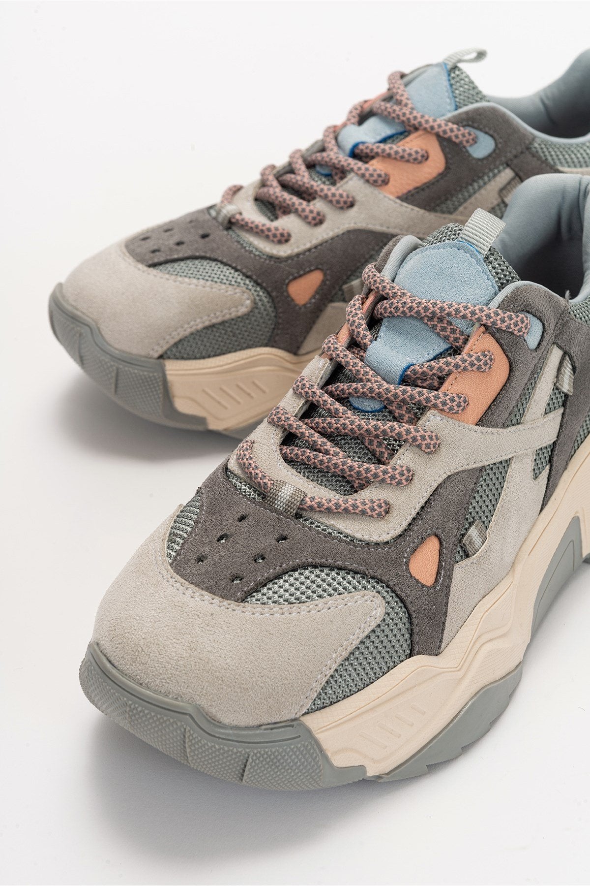 Loretta - Gray Pink Platform Sneakers