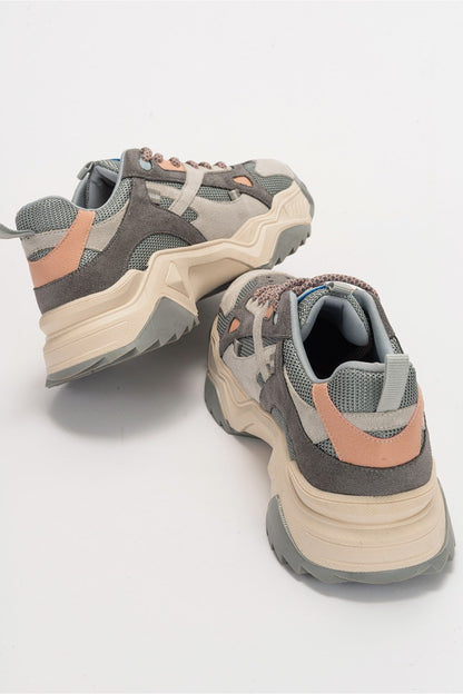 Loretta - Gray Pink Platform Sneakers