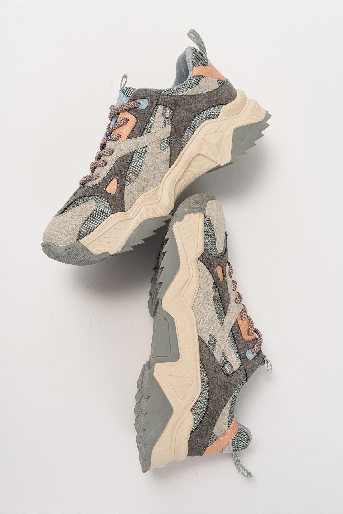 Loretta - Gray Pink Platform Sneakers