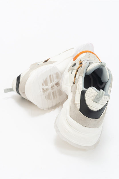 Loretta - White Orange Platform Sneakers