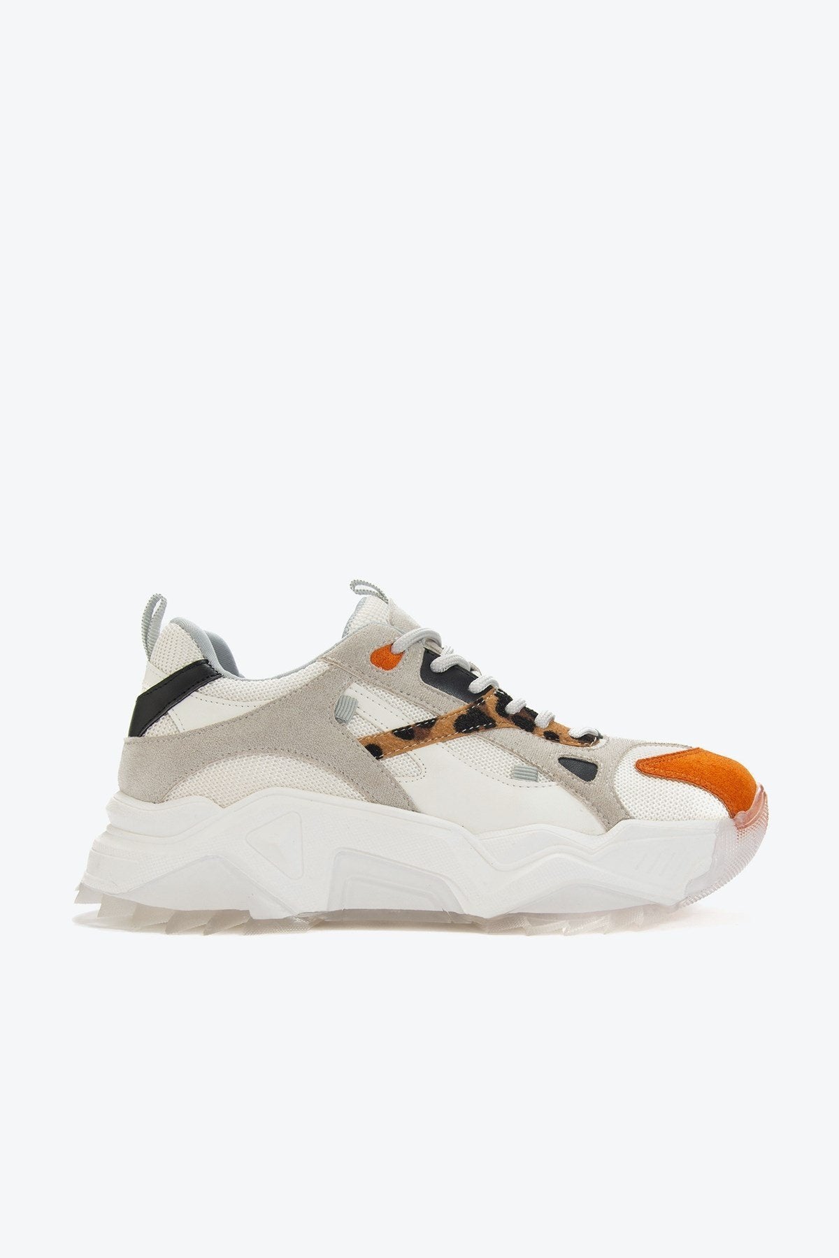 Loretta - White Orange Platform Sneakers