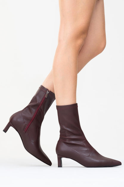 Lewin Burgundy Pointed Toe Stiletto Boot (Women)
