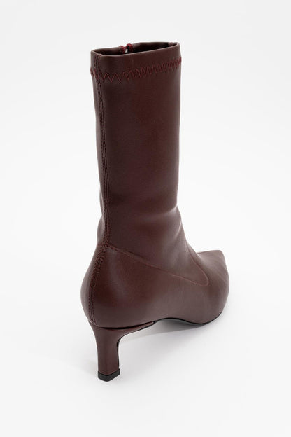Lewin Burgundy Pointed Toe Stiletto Boot (Women)