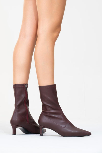 Lewin Burgundy Pointed Toe Stiletto Boot (Women)