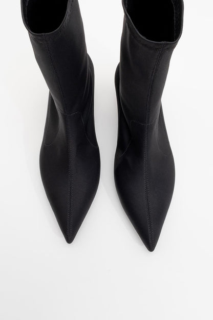 Lewin Black Stretch Pointed Toe Stiletto Boot (Women)