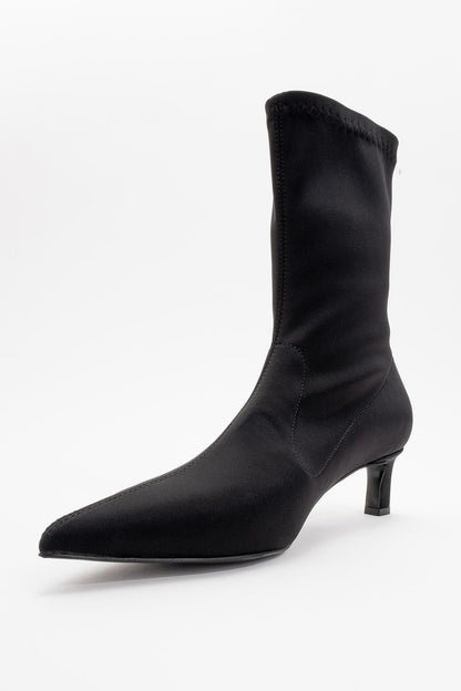 Lewin Black Stretch Pointed Toe Stiletto Boot (Women)