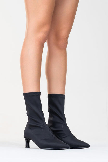 Lewin Black Stretch Pointed Toe Stiletto Boot (Women)