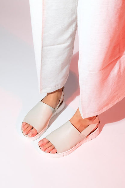 Londoi - Beige Elastic Strap Leather Sandal (Women)