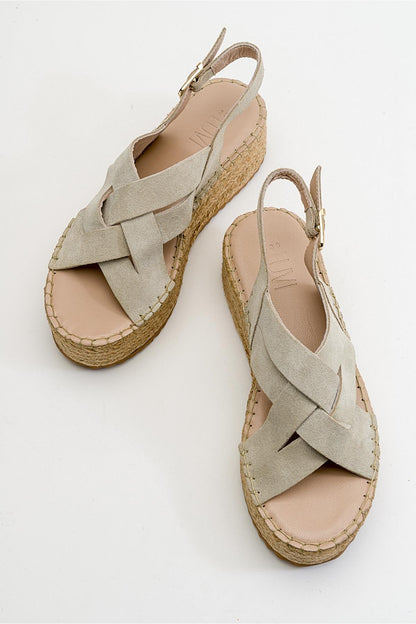 Lontano - Beige Suede Leather Platform Sandal (Women)