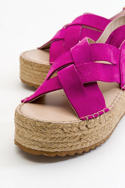 Lontano - Fuchsia Suede Leather Platform Sandal (Women)