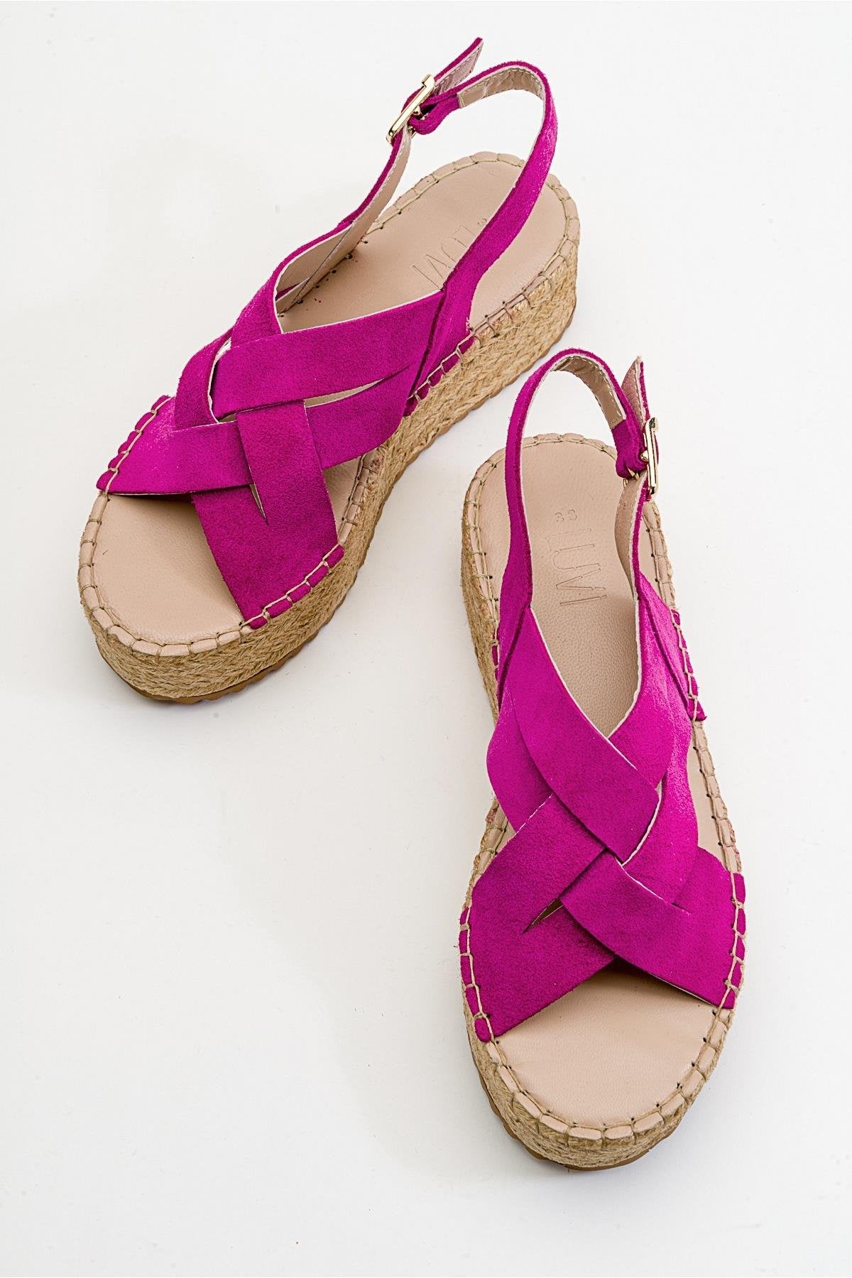 Lontano - Fuchsia Suede Leather Platform Sandal (Women)