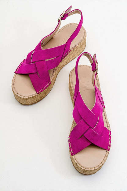 Lontano - Fuchsia Suede Leather Platform Sandal (Women)