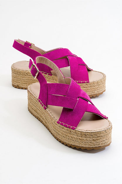 Lontano - Fuchsia Suede Leather Platform Sandal (Women)