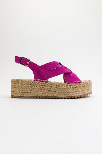 Lontano - Fuchsia Suede Leather Platform Sandal (Women)
