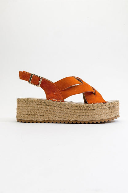Lontano - Orange Suede Leather Platform Sandal (Women)