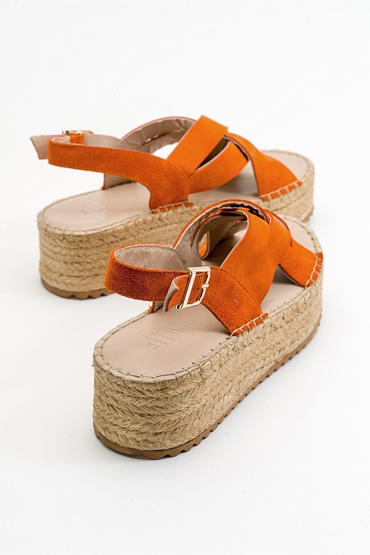 Lontano - Orange Suede Leather Platform Sandal (Women)