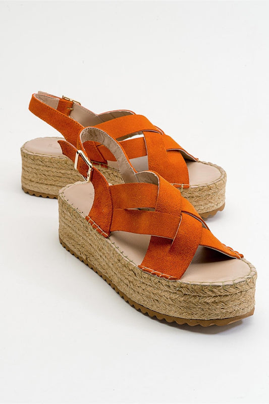 Lontano - Orange Suede Leather Platform Sandal (Women)