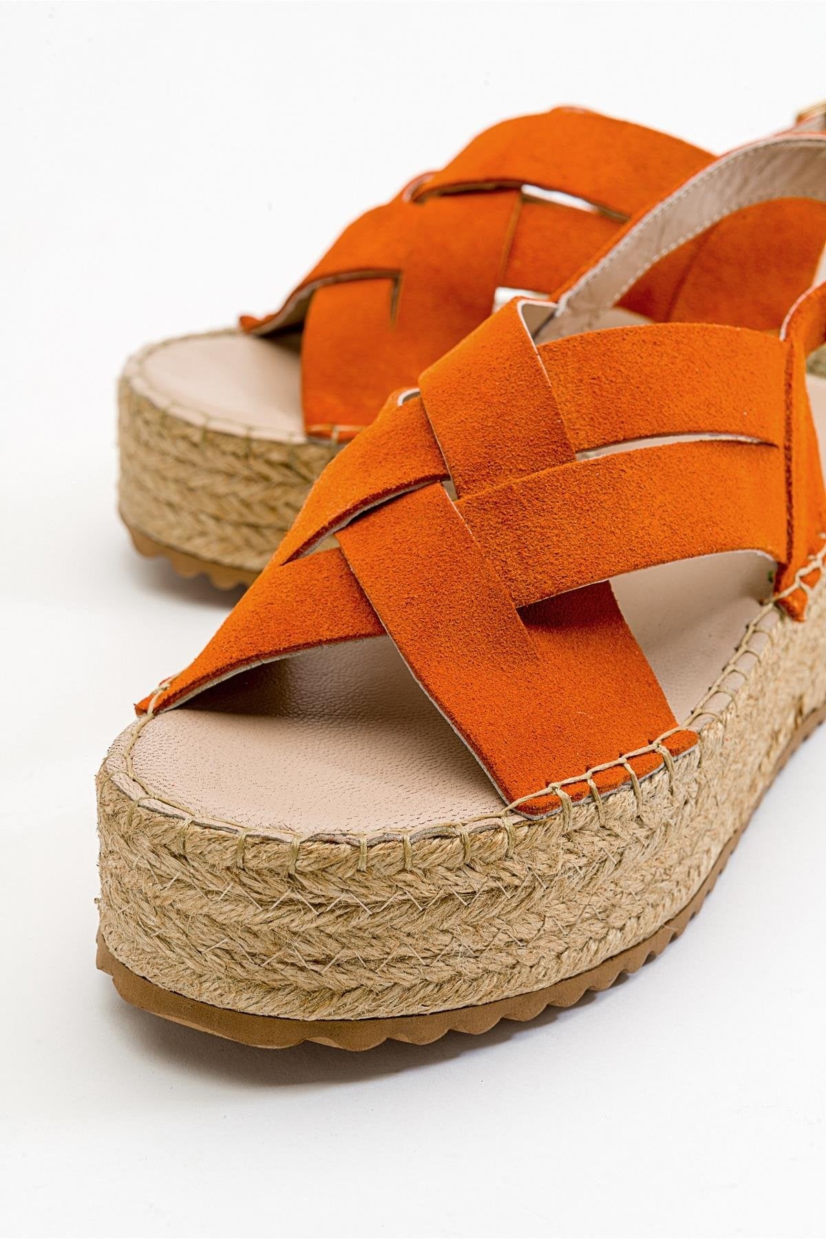 Lontano - Orange Suede Leather Platform Sandal (Women)